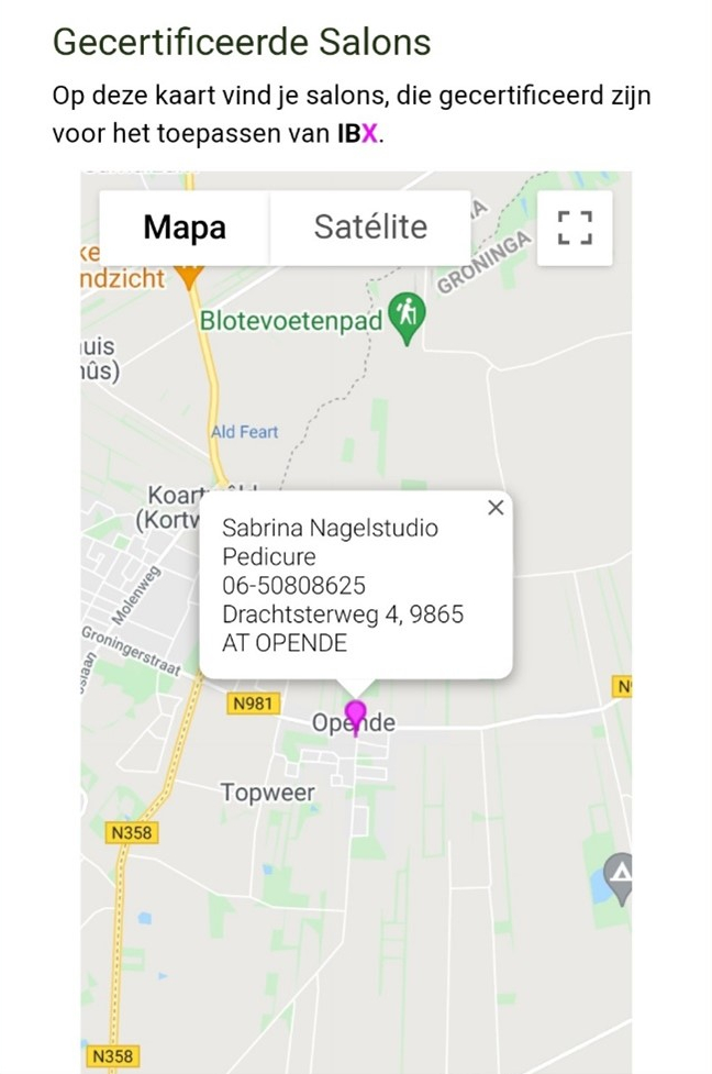 IBX route naar Sabrina Nagelstudio Pedicure